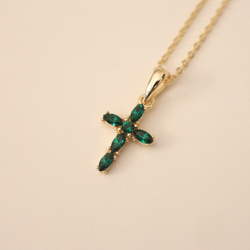 Emerald Cross Necklace